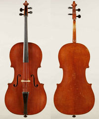 Gennaro Gagliano example from c. 1767 shows his adoption of the Stradivari 'forma B' cello model